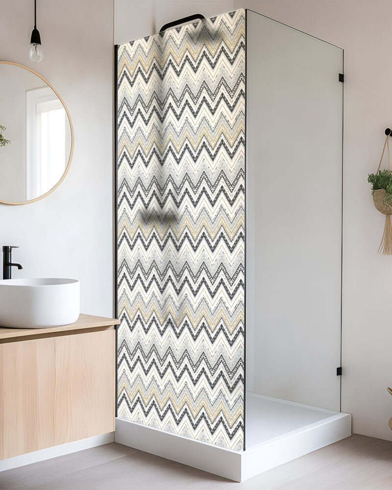 Heritage Chevron on Frosted Shower Panel Vinyl (Glass Not Included)